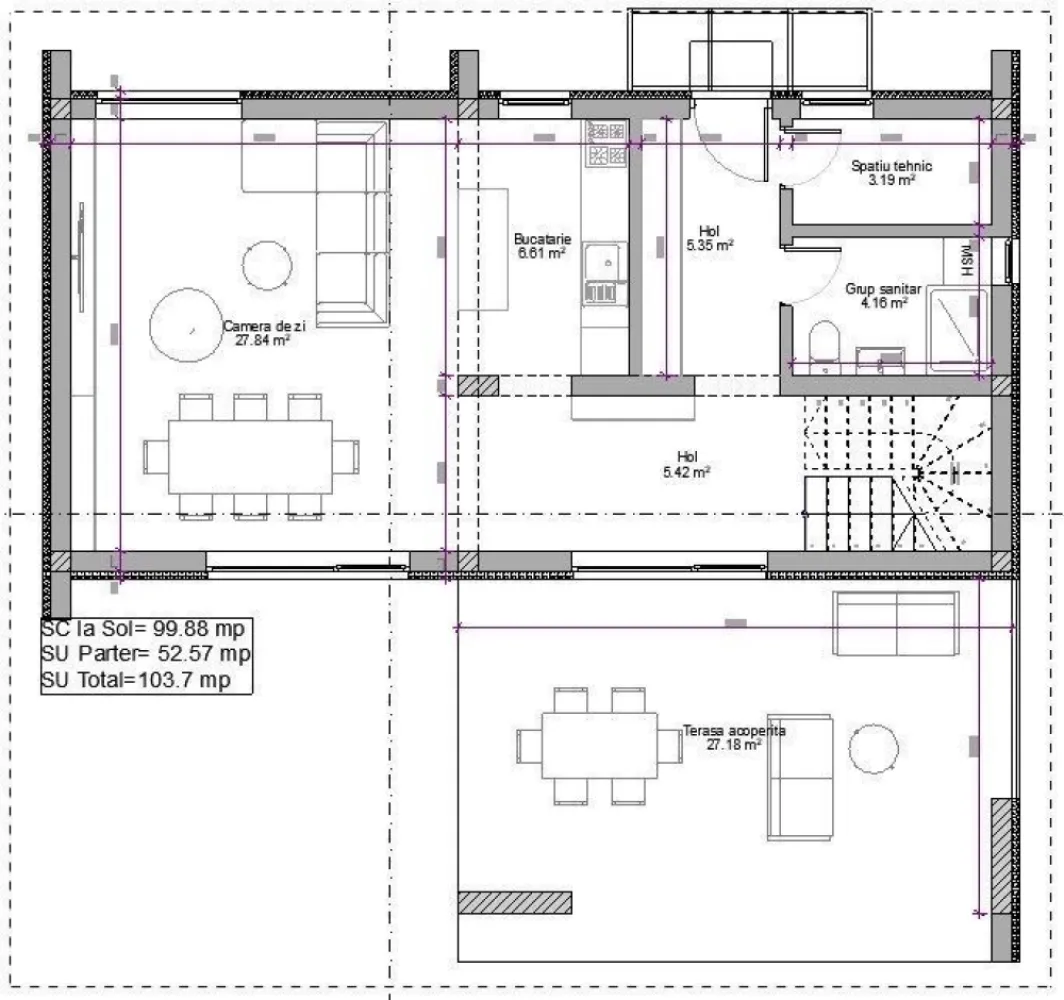 Casa P+1 strada Dara - Vand casa cu etaj pe strada Dara Satu Mare, compusa din : -3 dormitoare (1 matrimonial cu baie si dressing) -3 bai (inclusiv baia de la dormitorul matrimonial) -bucătărie open space cu living -camera tehnica -terasa acoperita -pod -suprafata utila 110 mp +27 mp terasa acoperita -300 mp teren Casa este in construcție cu terenul de finalizare in mai 2025 - instalația electrică pe poziția -ii stalatia sanitara pe pozitie -incalzire in pardoseala -geamuri tripan (7 camere si 3 foi de sticla) -izolație de 15 cm -tavanele izolate cu spuma poliuretanică de 10 cm Utilitati -apa canal branșate -curent bransat -gaz bransat Proprietatea se vinde la stadiul de semifinisat interior, cu sapa si pereți tencuiti si gletuit, respectiv finisata la exterior. Vanzarea se face direct de la dezvoltator.
