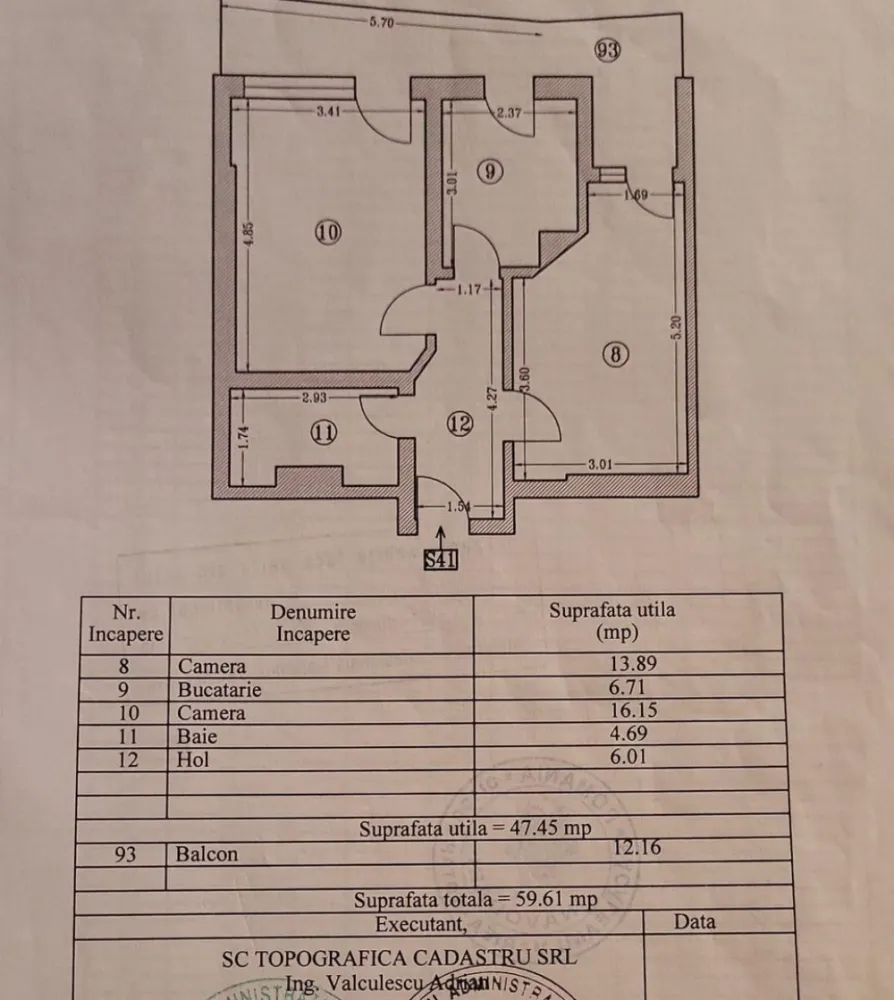 Ag BRASADAS vinde ap 2 cam 59mp Et 5/6 PRIMA LINIE Năvodari.