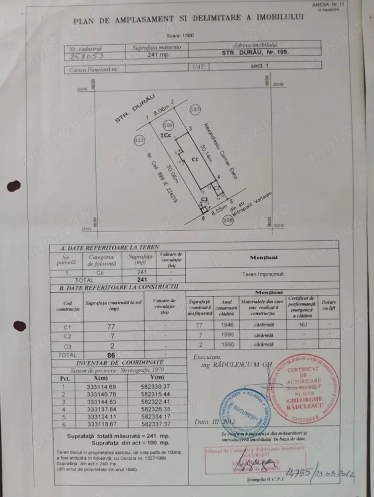 Casa Parc Bazilescu ,Bucurestii noi,poziție excelenta - Proprietar,vând casa 3 camere,1 baie,1 bucatarie,magazie,zona Bucurestii noi,strada Durau nr 109 Apa,gaz,canalizare . Suprafata teren 241 m2.Foarte aproape de blv Bucurestii noi. Trafic intens,pretabil mică afacere(cafenea,coafor). Vis a vis este sala de sport. Accept credit imobiliar. Nu lucrez cu agenții imobiliare .