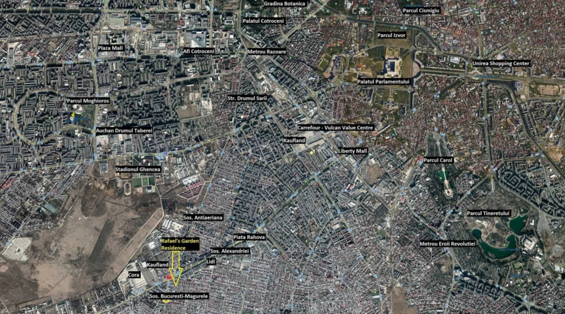 Casa cu teren 570/650 mp sect 5 Antiaeriana int. Alexandriei - Proprietar, ofer teren 570 mp situat in spatele bisericii Sf. Parascheva de la intersecția dintre Antiaeriană, Alexandriei si București-Magurele, cu casa 170 mp parter + 135 mp mansarda neamenajata, + sera beton cu piscina 75 mp cu acoperis transparent, incalzita. Mai este disponibila suplimentar o parcela de 80 mp in continuarea terenului spre vest cu constructie 100% pe toata suprafata, garaj +magazie demolabile, caz in care se mai adauga 32.000 euro la preț si pe parcela rezultata de 650 mp in total se poate demola si contrui un bloc sau alte variante de investitie/utilizare, Se poate locui, inchiria, sediu firma, sau mixt, mici spatii comerciale partial/partial locuit. Casa are doua grupuri sanitare, un dormitor, un birou, un open space de 40 mp cu 3 sectiuni -draperii, doua intrari separate, bucatarie, camara, atelier, garaj izolat cu gresie, încălzire (sala de fitness), parcare betonata pentru 10 masini in curte (momentan exista un solar demontabil pe 65 mp din parcare), bunker 8 mp, 3.5 m adancime cu acces prin curte, subsol 7 mp cu gresie, finisat. Geamuri termopan, gresie, faianta, parchet, incalzire cu 3 surse: centrala gaze, centrala lemne, aer conditionat. Necesita zugravit, mici reparatii la pereti. Curent electric, gaze, apa retea + apa put irigatie. Deschidere 37 m cu orientare spre sud, adancime teren ~15m. Doua porti de acces la extremitatile estica si vestica, una pietonala + una auto 4 m deschidere, automatizata electric cu telecomanda, include si o a doua poarta pietonala. Ofer proiect de supraetajare a constructiei actuale pentru care am obtinut autorizatie de construire dar a expirat intre timp, trebuie redepus daca se doreste supraetajare. Pretul oferit este cu eliberare in 8 luni. Se poate negocia si pentru eliberare mai repede. In apropiere se gasesc magazine, multiple mijloace de transport in comun, parcuri, malluri: -Hypermarket Carrefour Alexandriei la 400 m -Kaufland 300 m, -10 magazine alimentare la 50 m -Lidl Teius 800m -Piata Rahova 1.6 km -Piata Pucheni 2.5 km -Carrefour Vulcan 2.6 km -Liberty Mall 3 km -Auchan Drumul Taberei 3 km -Mall Afi Palace Cotroceni 3.5 km -250 m tramvai 32 zona Unirii -200 m autobuz 226 Piata Romana -400 m troleibuze 91,96 Gara de Nord -statiile de metrou Orizont si Academia Militara 3.2 km -Parcul Carol 4.2 km -Parcul Tineretului 4.3 km -Gradina Botanica 4.5 km -Parcul Izvor 4.7 km -Parcul Cismigiu 5km -Parcul Moghioros 5.5 km In viitor, conform proiectelor urbanistice in desfasurare, va exista in zona si metrou pe linia Bragadiru – Voluntari, un drum expres care va face legatura cu strada Brasov din cartierul Drumul Taberei iar soseaua Bucuresti-Magurele se va extinde pe patru benzi asa cum este deja in segmentul din Magurele. Proprietatea are cadastru si intabulare. Mai multe detalii si fotografii la cerere.