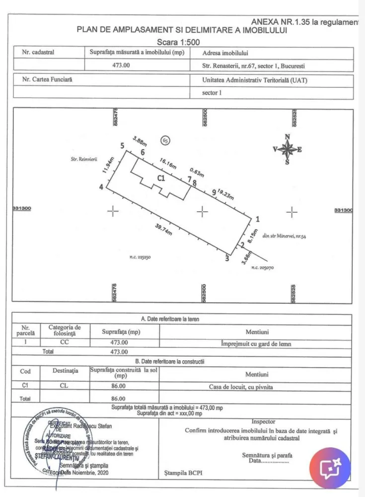 Teren 480 cu casa de 3 camere demolabila ( sau renovabila) sector 1