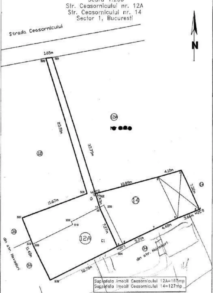 Teren 293 mp si casa 94 mp, doar acces pietonal