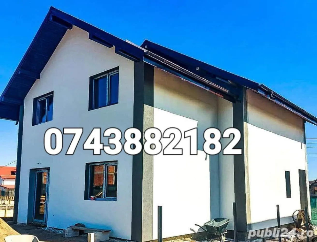 Casa cu 5 camere, teren 408 mp - Vând casă individuală la Valea Lupului, la stradă asfaltată pe Lucian Blaga (cea mai căutată și dorită zonă). Casă cu 5 camere, regim de înălțime P + 1 + Pod înalt ce se poate compartimenta ulterior. Suprafața total construită este de 154 mp, utili 125 mp, teren 408 mp. Compartimentare: Parter: hol, baie, 1 dormitor birou, bucătărie, living cu acces la terasă acoperită (30mp) și grădină. Etaj: 3 dormitoare si o baie utilată, hol cu ieșire pe balcon (priveliște deosebită, aer curat). Pod înalt ce se poate compartimenta ulterior. Utilități - apă, canalizare, electricitate, gaz metan, încălzire în pardoseală, loc de parcare. Casa este modernă și elegantă, concepută de la zero de către dezvoltator împreună cu o echipă profesionistă și dedicată. Casa este construită pe cadre de beton armat, cărămidă Porotherm de 24 cm atât la pereții exteriori cât și la cei interiori, structură rezistentă, izolare fonică bună, scară interioară construită din beton, tâmplăria exterioară PVC marca Salamander cu geam tripan. Finisaje de lux, rafinament și luminozitate. Poziția casei este deosebită cu acces rapid la punctele de interes. Modalitate de plată - cash, credit bancar sau programul Noua Casă. Preț 180000 cu tva inclus de 19% direct de la dezvoltator. Tel. Petrișor