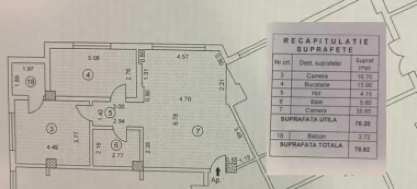 Apartament 2 cam mobilat, bloc 2011, suprafata utila 76mp