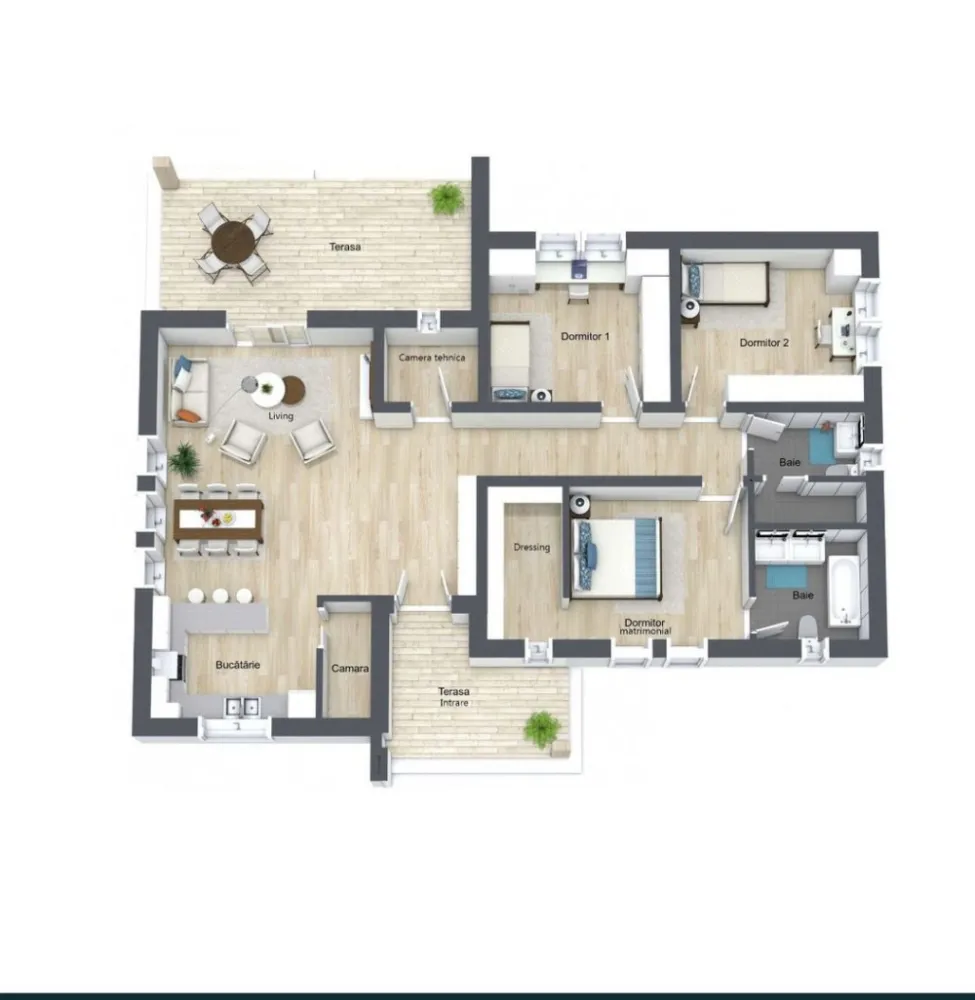 BRASADAS vinde casa noua cu 3 cam 120 mp. teren 700 mp in Paulesti. - Agenția imobiliara BRASADAS vinde casa pe un singur nivel, cu un design modern, situata in Paulesti pe Str. Crinului, conenctata la toate utilitatile. Compartimentarea ofera functionalitate si in acelasi timp confort: zona de living se imbina perfect cu bucataria open space, un dormitor matrimonial cu baie proprie si dressing, 2 dormitoare cu baie comuna si o terasa acoperita, generoasa de 25mp. Locuinta se vinde complet finisata la exterior, semi finisata la interior, cu incalzire in pardoseala, instalatii electrice si sanitare. La constructia casei a fost folosita caramida EvoCeramic marca Cemacon cu izolatie termica exterioara din polistiren de 15cm. Pentru acoperis s-a folosit un sistem modern si durabil, cu tabla dublu faltuita Impro iar tamplaria este marca Aluplast 85MD, cu geam triplu. Imobilul se alfa intr-o zona rezidentiala foarte linistita, Str. Crinului fiind una din putinele strazi din Paulesti cu o latime de 8m. Proiectul imobiliar este compus din doua case cu suprafete si compartimentare aproape identice, ambele case fiind de vanzare (155.000€ respectiv 160.000€ cea din strada). Suprafata utila 120mp + terase. www.brasadas.com.