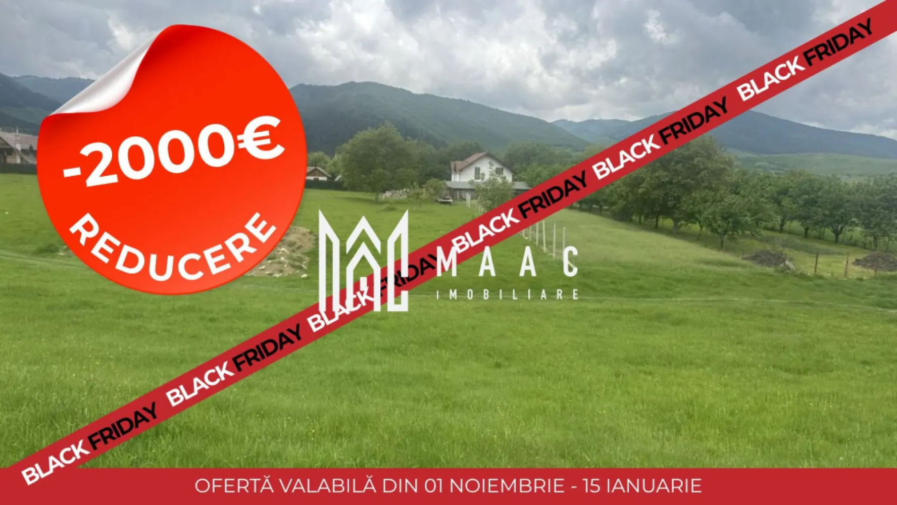BLACK FRIDAY I Teren cu potențial turistic I 1200 MP I Gura Râului - Mărăjdiei - 🔥 BLACK FRIDAY - Profită de cea mai bună perioadă din an pentru a deveni proprietar! Reducere de 2000 euro Pret vechi - 30.000 euro Pret promotional - 28.000 euro MAAC Imobiliare vă propune spre vânzare un teren cu potențial deosebit, pretabil pentru construcția unei case de vacanță sau a unei cabane turistice, amplasat într-o zonă pitorească din Mărginimea Sibiului. Caracteristici: Suprafață totală: 1.200 mp Regim urbanistic (PUZ): Zonă cu funcțiuni mixte – locuire și turism/agrement. Status: în curs de trecere în intravilan. Utilități: gaz, curent, apă – la aproximativ 100 m distanță Avantaj major: poziționarea terenului într-o zonă turistică consacrată, ce oferă liniște, natură și potențial excelent pentru investiții în domeniul turismului sau al locuirii de vacanță. 📞 Pentru mai multe detalii și vizionări, precizati telefonic ca ati vazut anuntul cu ID: CP2777669 }}