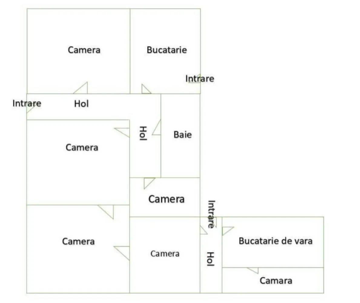 De vanzare casa 5 camere Carei - De vânzare casă cu 5 camere, hol, baie, bucatarie, bucatarie de vară, cămară, pivniță, dotată cu gaz, curent, apă, canalizare cu teren aferent 625 mp., potrivit pentru 2 generații, cu 3 intrări. Fundația este din piatră naturală, structură solidă, pereții din zidărie mixtă , sunt izolați cu polistiren. Casa este parțial renovată, cu geamuri termopan, gresie, faianță, parchet din lemn. 4 camere au intrări separate Închălzirea este asigurată de microcentrală Ariston cu condensare de 5 ani. Rețeaua electrică schimbată. Mobilierul de bucătărie este inclus în prețul de vânzare.