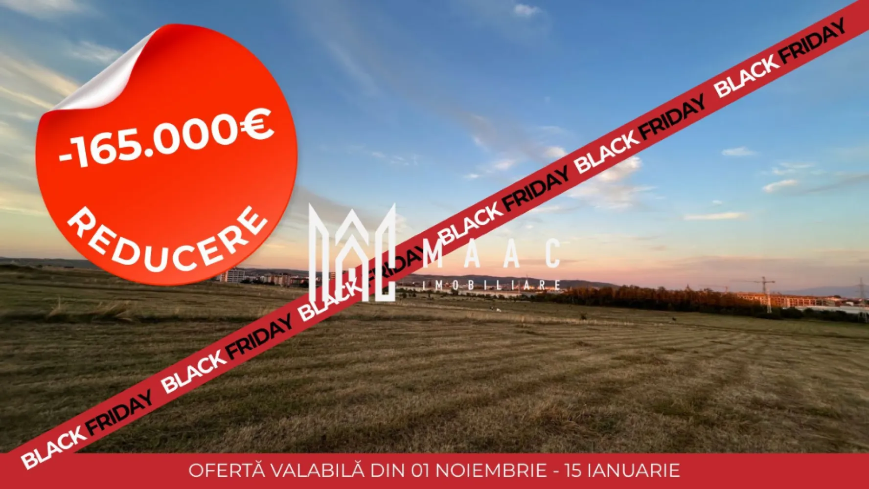 BLACK FRIDAY I Teren Intravilan I 16500 MP | Priveliște Panoramică | Turnișor - 🔥 BLACK FRIDAY - Profită de cea mai bună perioadă din an pentru a deveni proprietar! Reducere de 165,000 euro Pret vechi - 2,145,000 euro Pret promotional - 1,980,000 euro MAAC Imobiliare vă propune spre vânzare un teren intravilan cu o suprafață generoasă de 16500 mp, ideal pentru dezvoltări cu caracter industrial, logistic sau activități economice conexe. Amplasare strategică – în proximitatea zonelor de expansiune urbană, cu acces facil la infrastructura principală a orașului. Caracteristici urbanistice (conform Certificatului de Urbanism): Destinație urbanistică: teren intravilan Regim economic: destinație actuală – unități industriale , cu schimbare propusă în zonă de activități economice. POT și CUT: conform PUZ aprobat Detalii tehnice: Suprafață totală: 16500 mp Deschidere la stradă: 70 ml Adâncime: 230 ml Topografie: teren ușor înclinat, cu priveliște spectaculoasă atât spre oraș, cât și spre munți Utilități: la stradă, în imediata apropiere (curent, apă, canalizare, gaz) Avantaj major: terenul se află într-o zonă cu potențial ridicat de dezvoltare industrială și logistică, oferind oportunități excelente pentru investitori. Pentru mai multe detalii și vizionări, precizati telefonic ca ati vazut anuntul cu ID: CP2777620 }}