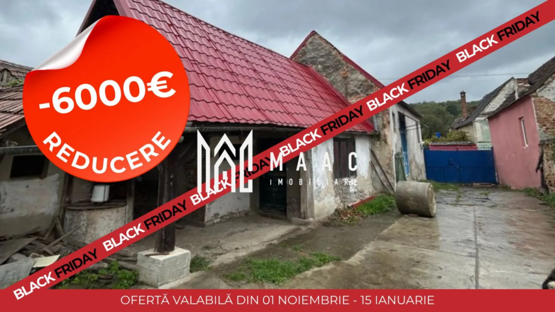 BLACK FRIDAY I Casa 3 camere I 1000 mp Teren I Amnas - 🔥 BLACK FRIDAY - Profită de cea mai bună perioadă din an pentru a deveni proprietar! Reducere de 6.000 euro Pret vechi - 45.000 euro Pret promotional -39.000 euro MAAC Imobiliare vă propune spre vânzare o casă tradițională, situată în localitatea Amnaș, la doar 25 de minute de Sibiu, într-o zonă liniștită, aproape de centrul satului. Caracteristici proprietate: Suprafață teren totală: 964 mp Curte: 514 mp Grădină: 450 mp Compartimentare: 3 camere Anexe: șură cu potențial de reamenajare Stare: casa necesită renovare completă, oferind libertatea de a o amenaja după propriul gust și stil Proprietatea dispune de o curte generoasă și o grădină cu vedere deschisă, oferind intimitate și liniște – ideală pentru transformarea într-o casă de vacanță, locuință permanentă sau proiect agroturistic. Amplasare excelentă – aproape de centrul localității Amnaș și la doar 25 de minute de Sibiu, cu acces facil către drumul principal. Pentru mai multe detalii și vizionări, precizati telefonic ca ati vazut anuntul cu ID: CP2777613 }}