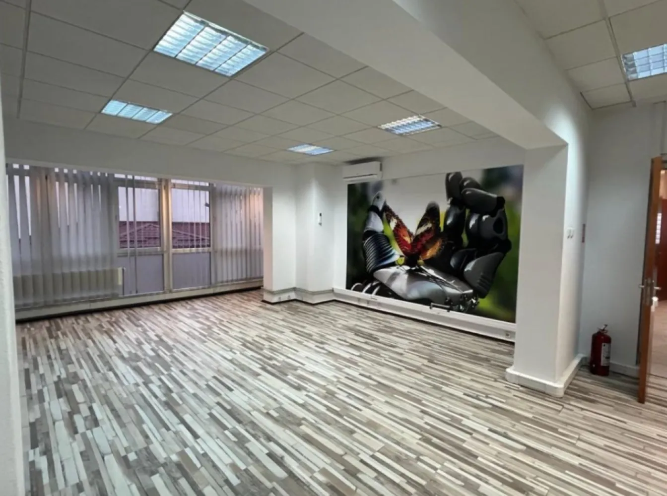 Birou MODERN de inchiriat 78 mp zona Domenii - Expozitiei - Agentia Europa inchiriaza spatiu de birou open space luminos, cu pereți din sticla la Etajul 1 in cladire de birouri situata pe Str Aviator Popisteanu (legatura intre Bd Ion Mihalache si Bd Expozitiei). Spatiul are suprafata bruta de 99 mp (78 mp net) impartita astfel: - 76 mp este un open space care include o separatie pentru sala de sedinte sau birou privat de 14 mp - cota de 1/2 din 29 mp il reprezinta o chicineta, o sala de mese si un grup sanitar care sunt impartite cu firma noastra ce are un spatiu de dimensiune similara - 15 mp este cota din spatiile comune ale cladirii Pretul afisat nclude si mentenanta (curatenie zona comuna din cladire - cea de 15 mp, lift, mentenanta retelei de utilitati etc.). Se platesc separat doar utilitatile (curent si caldura). Pentru mai multe oferte accesați www.ageuropa.ro.