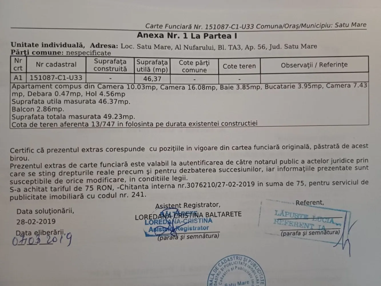 BRASADAS vinde ap 3 cam etaj 3/4 14 Mai.