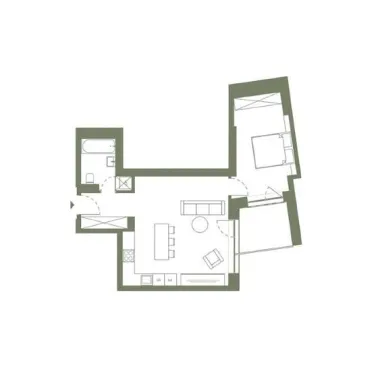 Apartament cu 2 camere, finisat modern